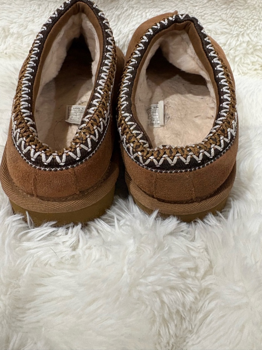 UGG Brown Suede Slip-On Moccasins with Decorative Trim - Picture 4 of 9